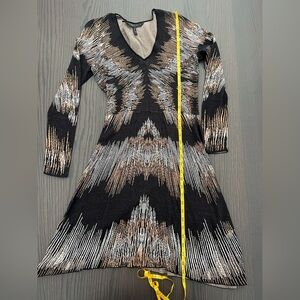 BCBGMaxAzria Black and White Long Sleeve Dress